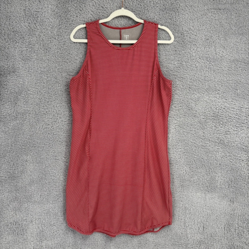 Title Nine Buttah Alpha Racerback Dress Sz L Red Gray Stripe Sleeveless Outdoor